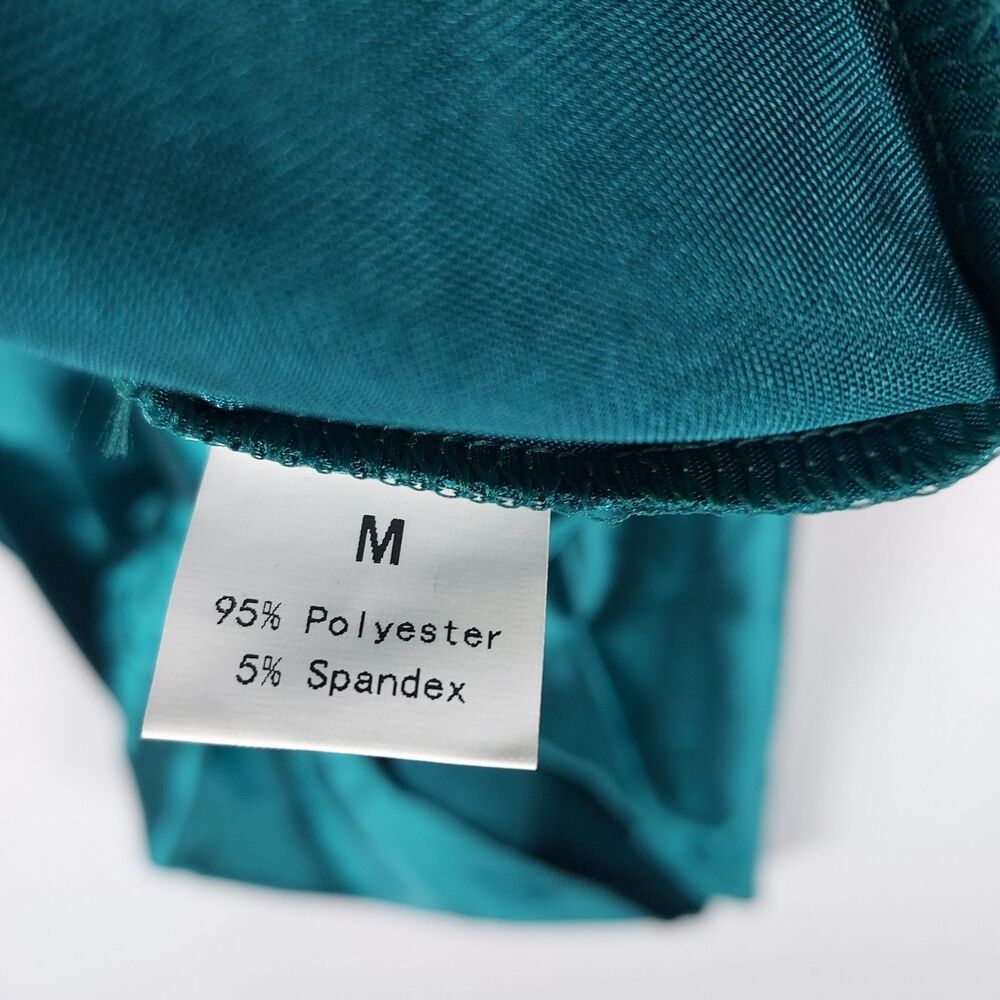 Yajedo Satin V-Neck Dress Size Medium Green Party/Cocktail Long Sleeve New - Picture 5 of 7